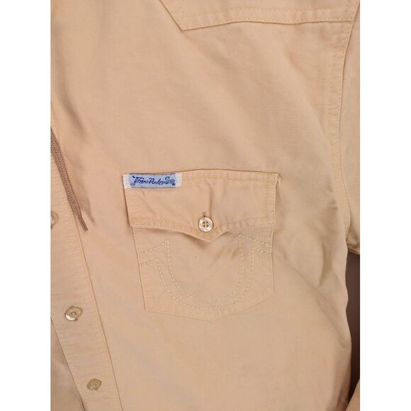 True Religion Men's Western Button Up Hooded Canvas Shirt, Embroidered, 2XL Logo - Picture 6 of 16